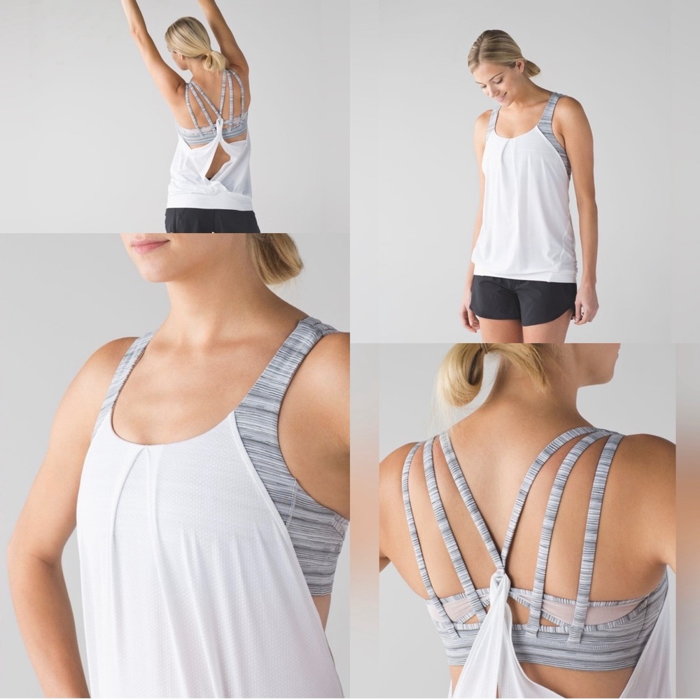 lululemon nouvou limits white tank with built in sports bra